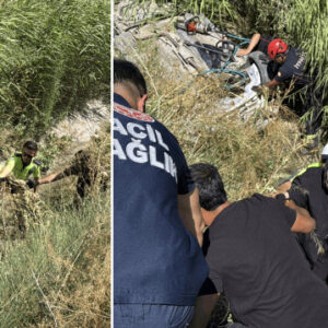 otomobil su kanalina uctu ekipler otomobildeki anne ve kizini kurtardi uRI3qJHr